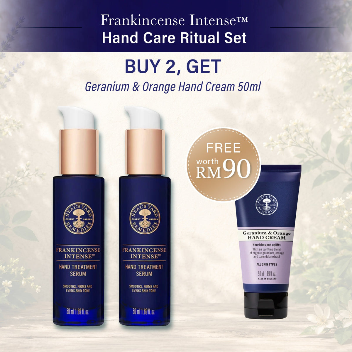 Frankincense Intense™️ Hand Care Ritual Set – Buy 2, FREE G&O Hand Cream 50mlx1